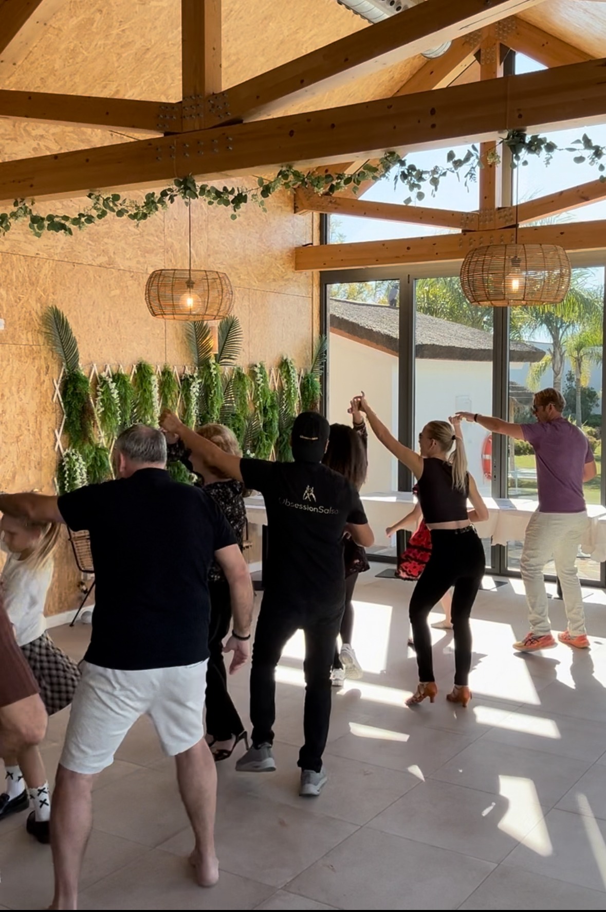 ObsessionSalsa group enjoying a sunny Salsa class